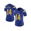 Women's Nike San Diego Chargers #14 Dan Fouts Limited Electric Blue Rush NFL Jersey