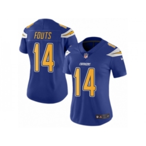 Women's Nike San Diego Chargers #14 Dan Fouts Limited Electric Blue Rush NFL Jersey