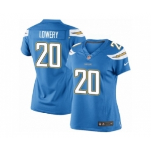 Women's Nike San Diego Chargers #20 Dwight Lowery Limited Electric Blue Alternate NFL Jersey