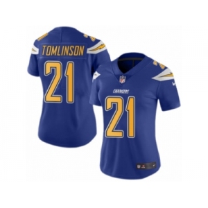 Women's Nike San Diego Chargers #21 LaDainian Tomlinson Limited Electric Blue Rush NFL Jersey