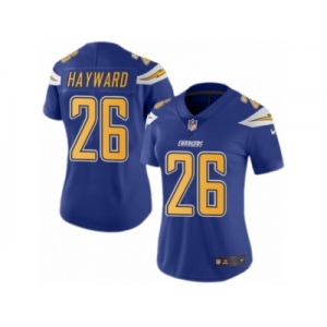 Women's Nike San Diego Chargers #26 Casey Hayward Limited Electric Blue Rush NFL Jersey