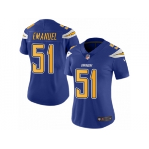 Women's Nike San Diego Chargers #51 Kyle Emanuel Limited Electric Blue Rush NFL Jersey