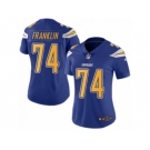 Women's Nike San Diego Chargers #74 Orlando Franklin Limited Electric Blue Rush NFL Jersey