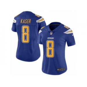 Women's Nike San Diego Chargers #8 Drew Kaser Limited Electric Blue Rush NFL Jersey