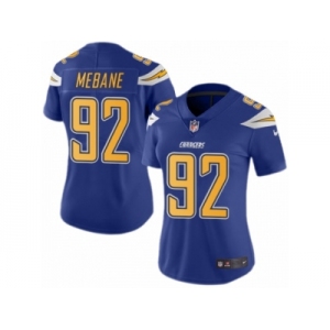 Women's Nike San Diego Chargers #92 Brandon Mebane Limited Electric Blue Rush NFL Jersey