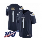 Youth Los Angeles Chargers #1 Ty Long Navy Blue Team Color Vapor Untouchable Limited Player 100th Season Football Jersey
