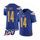 Youth Los Angeles Chargers #14 Dan Fouts Limited Electric Blue Rush Vapor Untouchable 100th Season Football Jersey