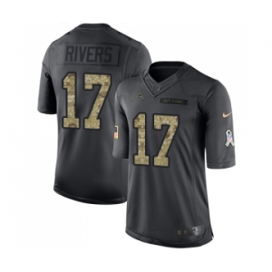 Youth Los Angeles Chargers #17 Philip Rivers Limited Black 2016 Salute to Service Football Jersey