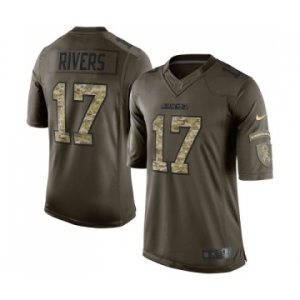 Youth Los Angeles Chargers #17 Philip Rivers  Limited Green Salute to Service Football Jersey