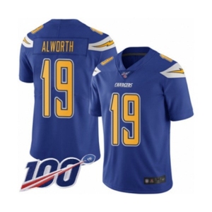 Youth Los Angeles Chargers #19 Lance Alworth Limited Electric Blue Rush Vapor Untouchable 100th Season Football Jersey