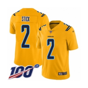 Youth Los Angeles Chargers #2 Easton Stick Limited Gold Inverted Legend 100th Season Football Jersey