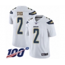 Youth Los Angeles Chargers #2 Easton Stick White Vapor Untouchable Limited Player 100th Season Football Jersey