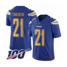 Youth Los Angeles Chargers #21 LaDainian Tomlinson Limited Electric Blue Rush Vapor Untouchable 100th Season Football Jersey
