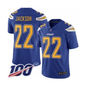Youth Los Angeles Chargers #22 Justin Jackson Limited Electric Blue Rush Vapor Untouchable 100th Season Football Jersey