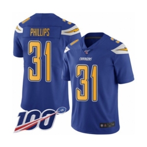 Youth Los Angeles Chargers #31 Adrian Phillips Limited Electric Blue Rush Vapor Untouchable 100th Season Football Jersey