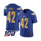 Youth Los Angeles Chargers #42 Uchenna Nwosu Limited Electric Blue Rush Vapor Untouchable 100th Season Football Jersey