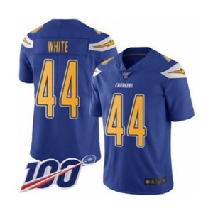 Youth Los Angeles Chargers #44 Kyzir White Limited Electric Blue Rush Vapor Untouchable 100th Season Football Jersey