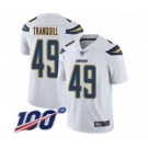 Youth Los Angeles Chargers #49 Drue Tranquill White Vapor Untouchable Limited Player 100th Season Football Jersey