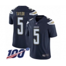 Youth Los Angeles Chargers #5 Tyrod Taylor Navy Blue Team Color Vapor Untouchable Limited Player 100th Season Football Jersey