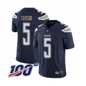 Youth Los Angeles Chargers #5 Tyrod Taylor Navy Blue Team Color Vapor Untouchable Limited Player 100th Season Football Jersey