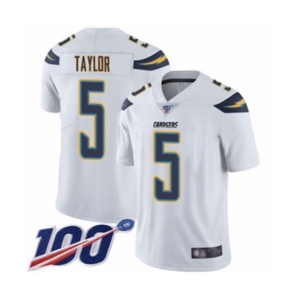 Youth Los Angeles Chargers #5 Tyrod Taylor White Vapor Untouchable Limited Player 100th Season Football Jersey
