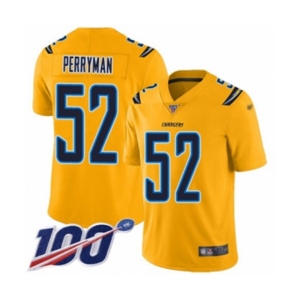 Youth Los Angeles Chargers #52 Denzel Perryman Limited Gold Inverted Legend 100th Season Football Jersey
