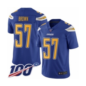 Youth Los Angeles Chargers #57 Jatavis Brown Limited Electric Blue Rush Vapor Untouchable 100th Season Football Jersey
