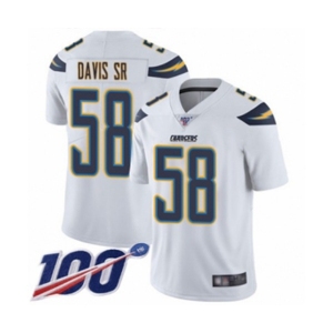 Youth Los Angeles Chargers #58 Thomas Davis Sr White Vapor Untouchable Limited Player 100th Season Football Jersey