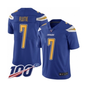 Youth Los Angeles Chargers #7 Doug Flutie Limited Electric Blue Rush Vapor Untouchable 100th Season Football Jersey