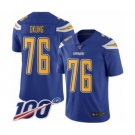 Youth Los Angeles Chargers #76 Russell Okung Limited Electric Blue Rush Vapor Untouchable 100th Season Football Jersey