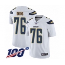 Youth Los Angeles Chargers #76 Russell Okung White Vapor Untouchable Limited Player 100th Season Football Jersey