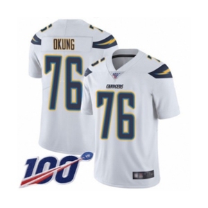 Youth Los Angeles Chargers #76 Russell Okung White Vapor Untouchable Limited Player 100th Season Football Jersey