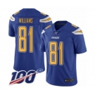 Youth Los Angeles Chargers #81 Mike Williams Limited Electric Blue Rush Vapor Untouchable 100th Season Football Jersey