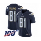 Youth Los Angeles Chargers #81 Mike Williams Navy Blue Team Color Vapor Untouchable Limited Player 100th Season Football Jersey