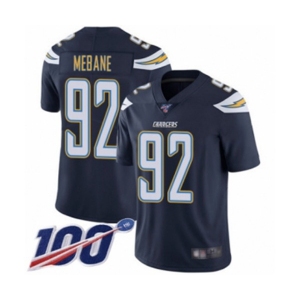 Youth Los Angeles Chargers #92 Brandon Mebane Navy Blue Team Color Vapor Untouchable Limited Player 100th Season Football Jersey