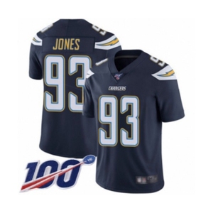 Youth Los Angeles Chargers #93 Justin Jones Navy Blue Team Color Vapor Untouchable Limited Player 100th Season Football Jersey