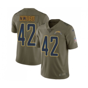 Youth Nike Los Angeles Chargers #42 Uchenna Nwosu Limited Olive 2017 Salute to Service NFL Jersey