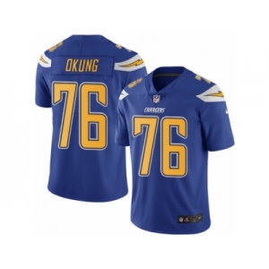 Youth Nike Los Angeles Chargers #76 Russell Okung Limited Electric Blue Rush NFL Jersey