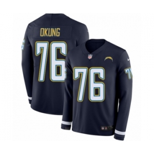 Youth Nike Los Angeles Chargers #76 Russell Okung Limited Navy Blue Therma Long Sleeve NFL Jersey