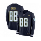 Youth Nike Los Angeles Chargers #88 Virgil Green Limited Navy Blue Therma Long Sleeve NFL Jersey