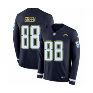 Youth Nike Los Angeles Chargers #88 Virgil Green Limited Navy Blue Therma Long Sleeve NFL Jersey