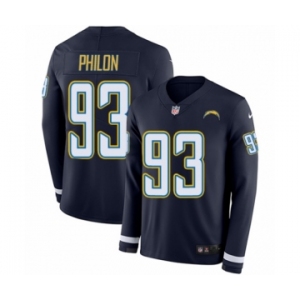 Youth Nike Los Angeles Chargers #93 Darius Philon Limited Navy Blue Therma Long Sleeve NFL Jersey