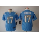 nike youth nfl jerseys san diego chargers #17 rivers lt.blue[nike limited]