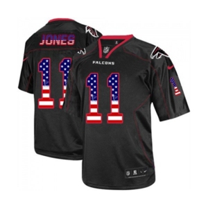 Men's Atlanta Falcons #11 Julio Jones Elite Black USA Flag Fashion Football Jersey