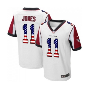 Men's Atlanta Falcons #11 Julio Jones Elite White Road USA Flag Fashion Football Jersey