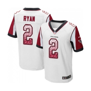 Men's Atlanta Falcons #2 Matt Ryan Elite White Road Drift Fashion Football Jersey