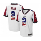 Men's Atlanta Falcons #2 Matt Ryan Elite White Road USA Flag Fashion Football Jersey