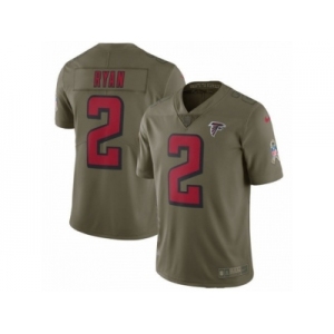 Men Nike Atlanta Falcons #2 Matt Ryan Limited Olive 2017 Salute to Service NFL Jersey