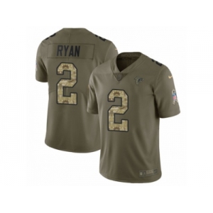 Men Nike Atlanta Falcons #2 Matt Ryan Limited Olive Camo 2017 Salute to Service NFL Jersey