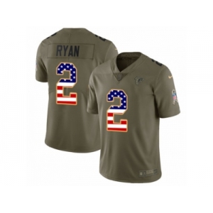 Men Nike Atlanta Falcons #2 Matt Ryan Limited Olive USA Flag 2017 Salute to Service NFL Jersey